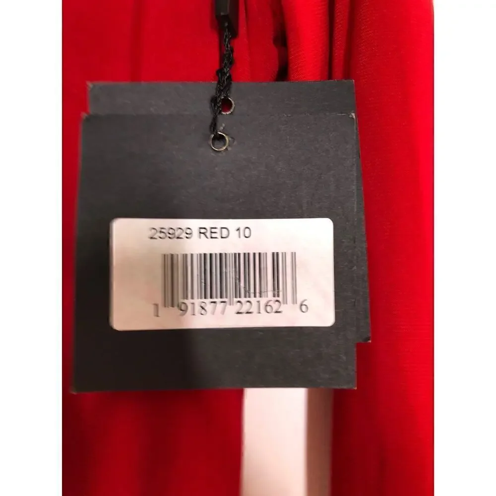 Ieena for Mac Duggal 25929 Dress Long Sleeve Cowl Back Jersey Gown NWT Red 10